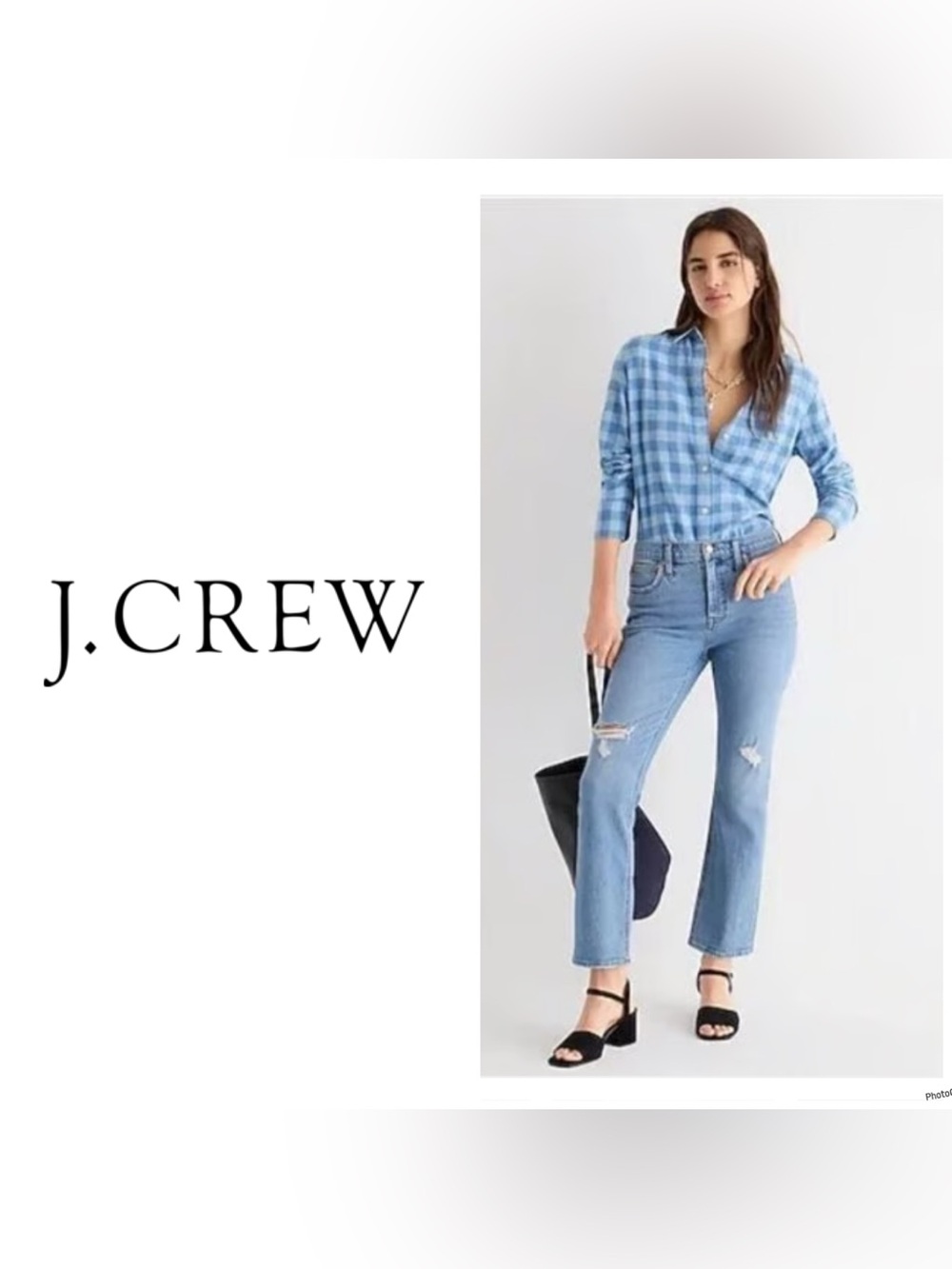 J. Crew Light Blue Distressed Demi-Boot Crop Jeans